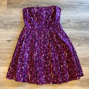 Strapless A line, rose dress